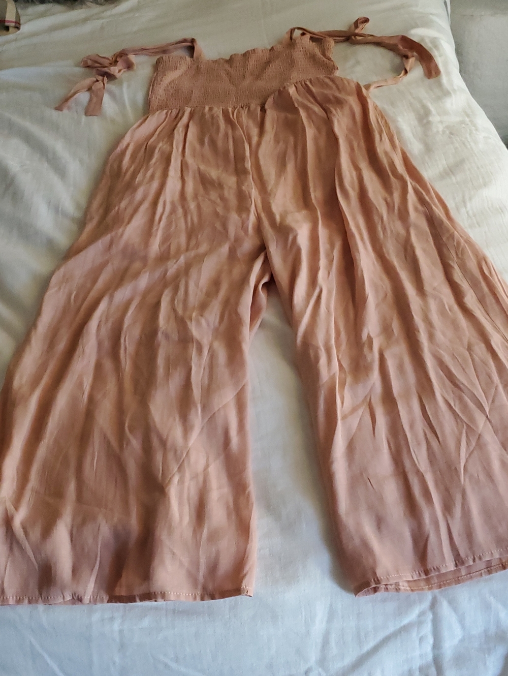 Blush Pink Or Salmon  Wide-Leg Tie-Strap Jumpsuit Pink Lily